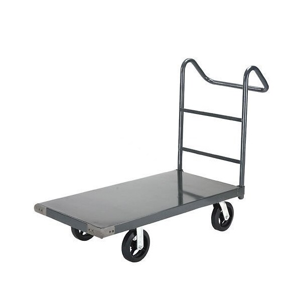 Global Industrial Platform Truck w/Steel Deck, 8 Rubber Casters with Ergo Handle, 48 x 30, 2400 Lb. Capacity 952139E - main